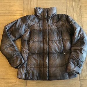 Columbia down puffer coat jacket grey plaid med